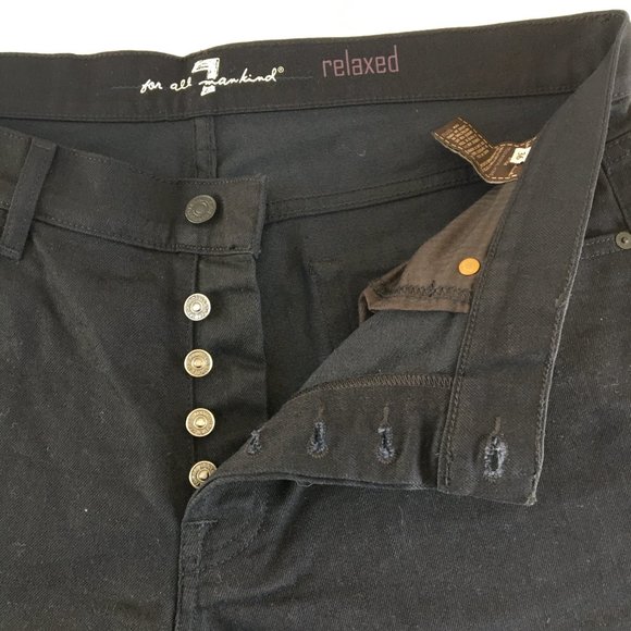 7 For All Mankind Relaxed Button Fly Black Jeans 36 - Picture 3 of 10